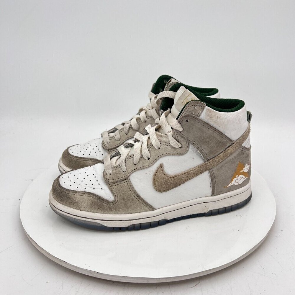 Nike Dunk High Youth Size 4Y Women 5.5 FD1024-100 White Tan Leather Sneakers